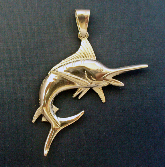 Large Marlin Pendant in Silver