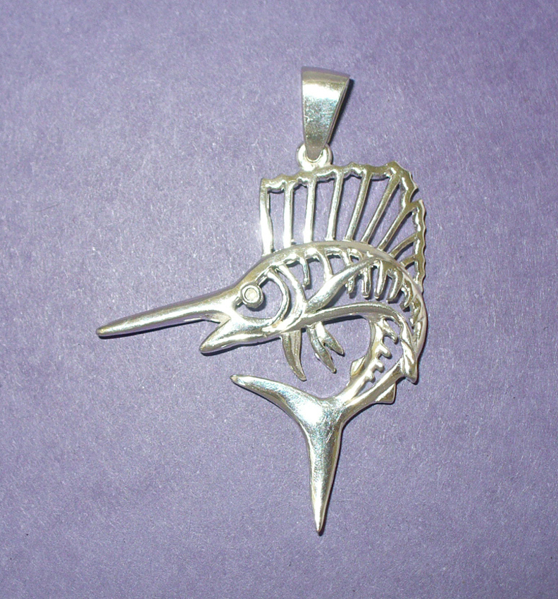 Large Sallfish Pendant in Silver